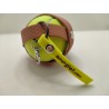 Portapallina marrone con etichetta gialla fluo con pallina da tennis al suo interno
